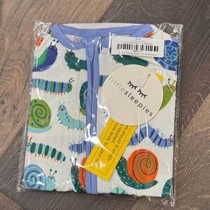 Littlesleepies Baby Zipper Pajamas - Snail & Caterpillar Print Inchin’ Along